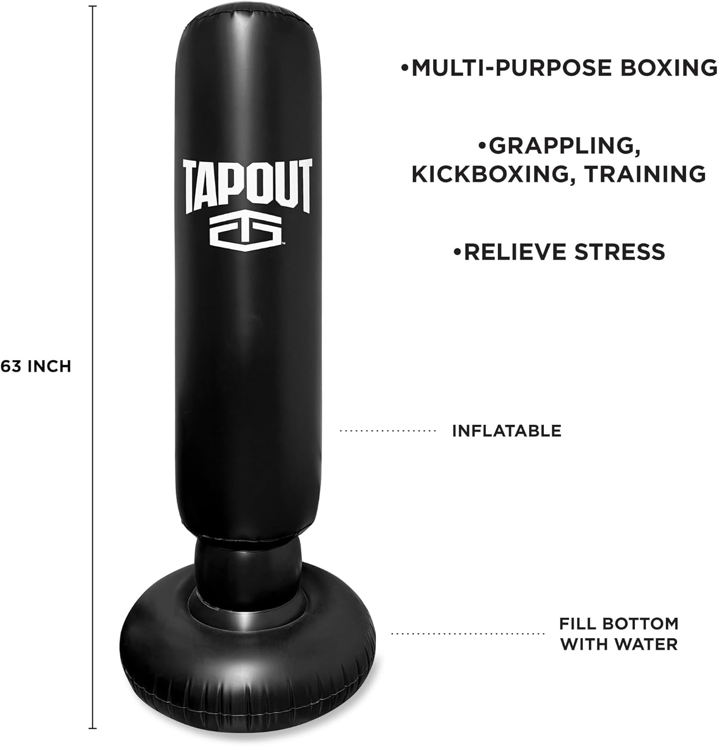 63-Inch Inflatable Punching Bag, Freestanding, for Boxing, MMA, and Fitness