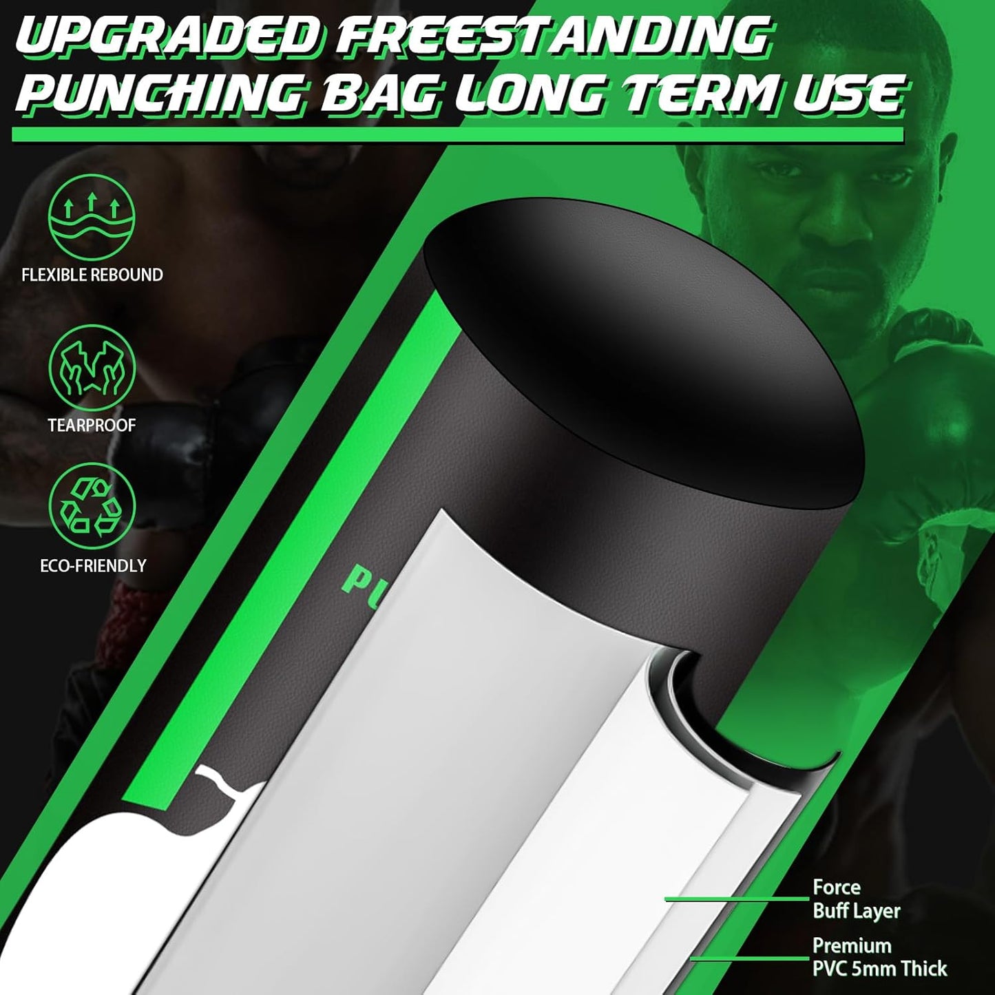 Upgrade Freestanding Punching Bag for Adults Teens Kids, 70'' Heavy Boxing Bag with Stand with Boxing Gloves, Kickboxing Bag for MMA Muay Thai Fitness Taekwondo Boxing Traning