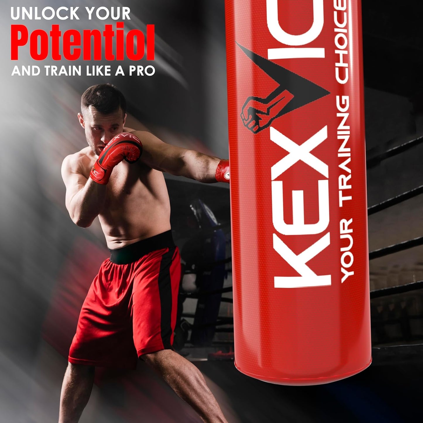 Punching Bag for Adults 4FT- Premium Heavy Duty Boxing Bag Set with 12OZ Boxing Gloves –Unfilled Hanging Kickboxing Bag for MMA, Karate, Judo, Muay Thai and Self Defense Training