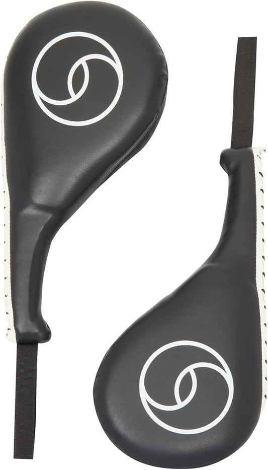 2 Pack Taekwondo Kick Pads - Black Boxing Paddles for Karate Gear, Kickboxing, and TKD Sparring Gear - 15 X 2.5 X 7.5 Inch
