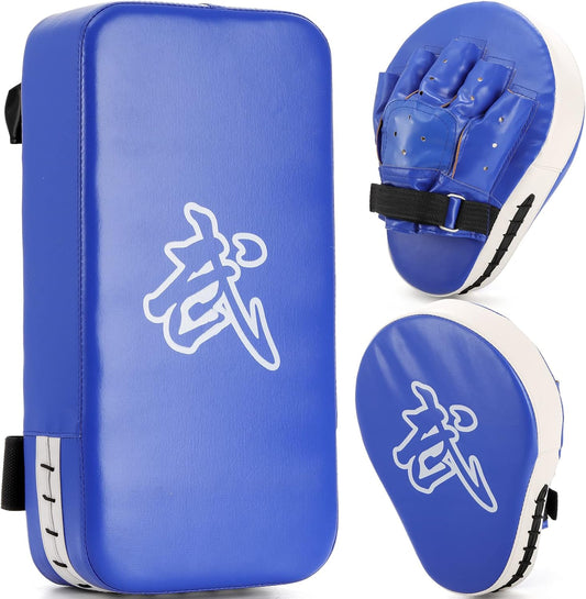 2-In-1 Punching Mitts Kick Pack Set, Boxing Mitts Focus Pads and Taewondo Kick Pad, Thai Pads Karate Kick Pads, Martial Arts MMA Punching Mitts Kicking Boxing Shield Training for Men Women Gym