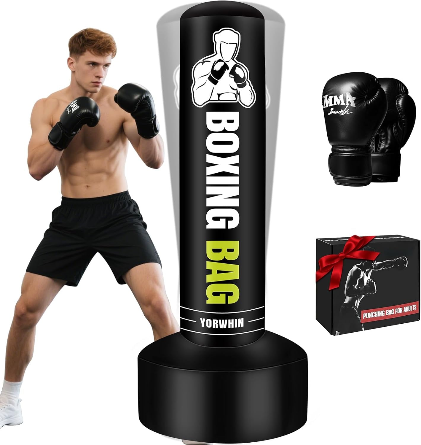 Heavy Freestanding Punching Bag for Adults, 70'' Standing Punching Bag with Boxing Gloves, Boxing Training Equipment Kickboxing Bags for Training MMA Muay Thai Fitness Home Gym