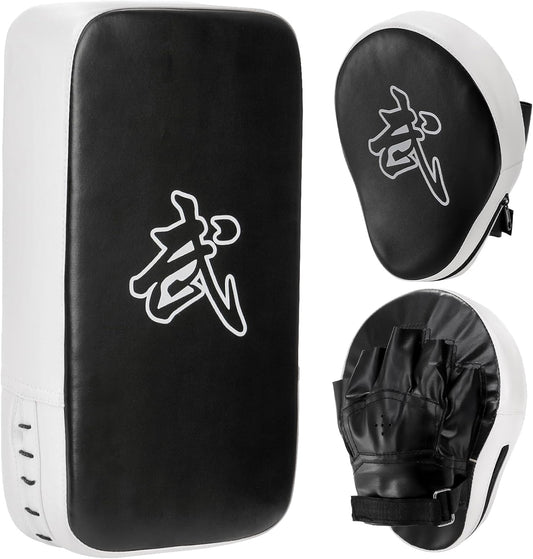 2-In-1 Punching Mitts Kick Pack Set, Boxing Mitts Focus Pads and Taewondo Kick Pad, Adjustable Soft Shield Durable Training Pads Set for Boxing, Kickboxing, Karate, Muay Thai, MMA Training