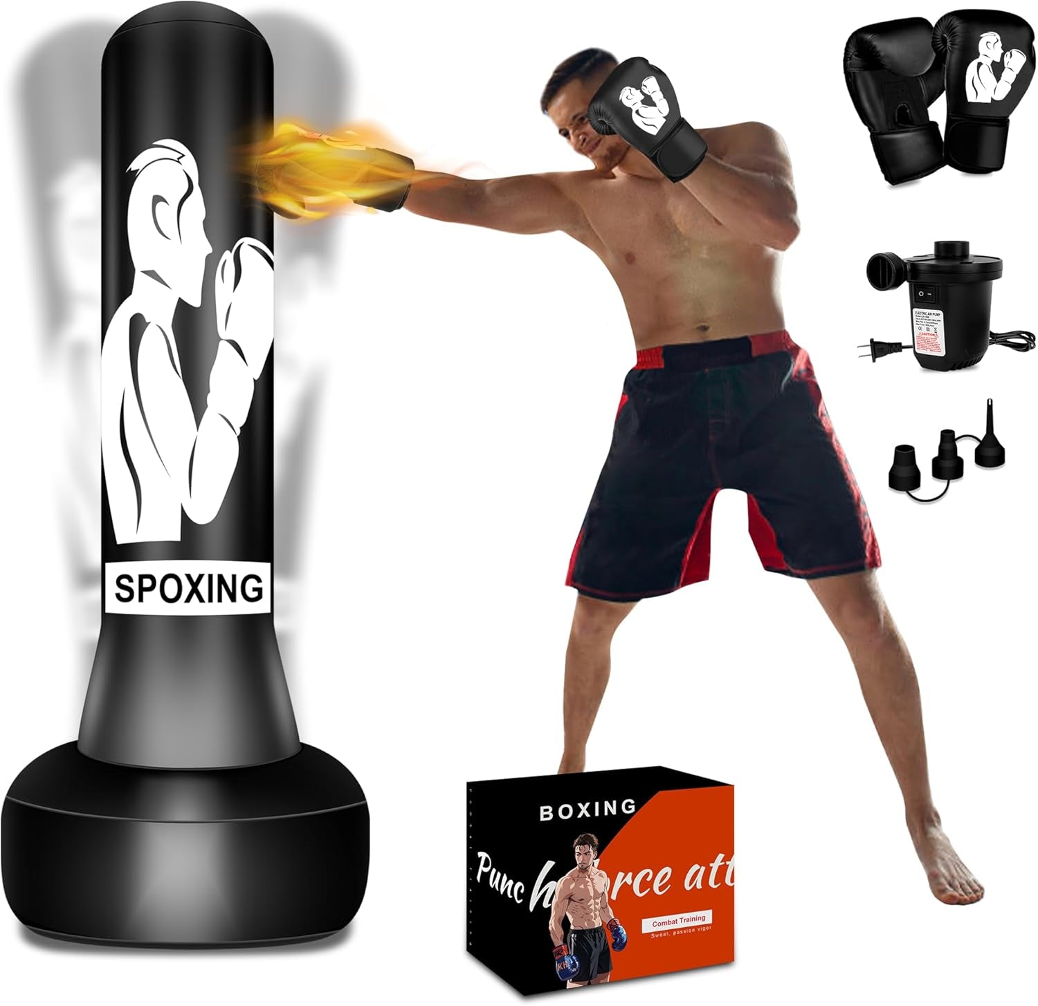 Heavy Punching Bag with Stand for Adults, 70